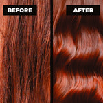 Before and after comparison of red hair color treatment