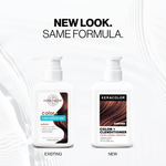 Two bottles of Keracolor Color + Conditioner with text 'New Look. Same Formula.' on a white background.
