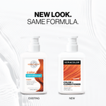 Two bottles of Keracolor Color + Conditioner with text 'New Look. Same Formula.' on a white background.