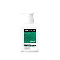 Keracolor Color + Clenditioner bottle for emerald hair color on a white background