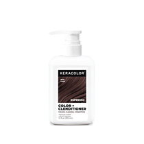 Keracolor Espresso hair color and conditioner bottle on a white background