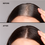 Before and after comparison of hair root touch up on a person's head.