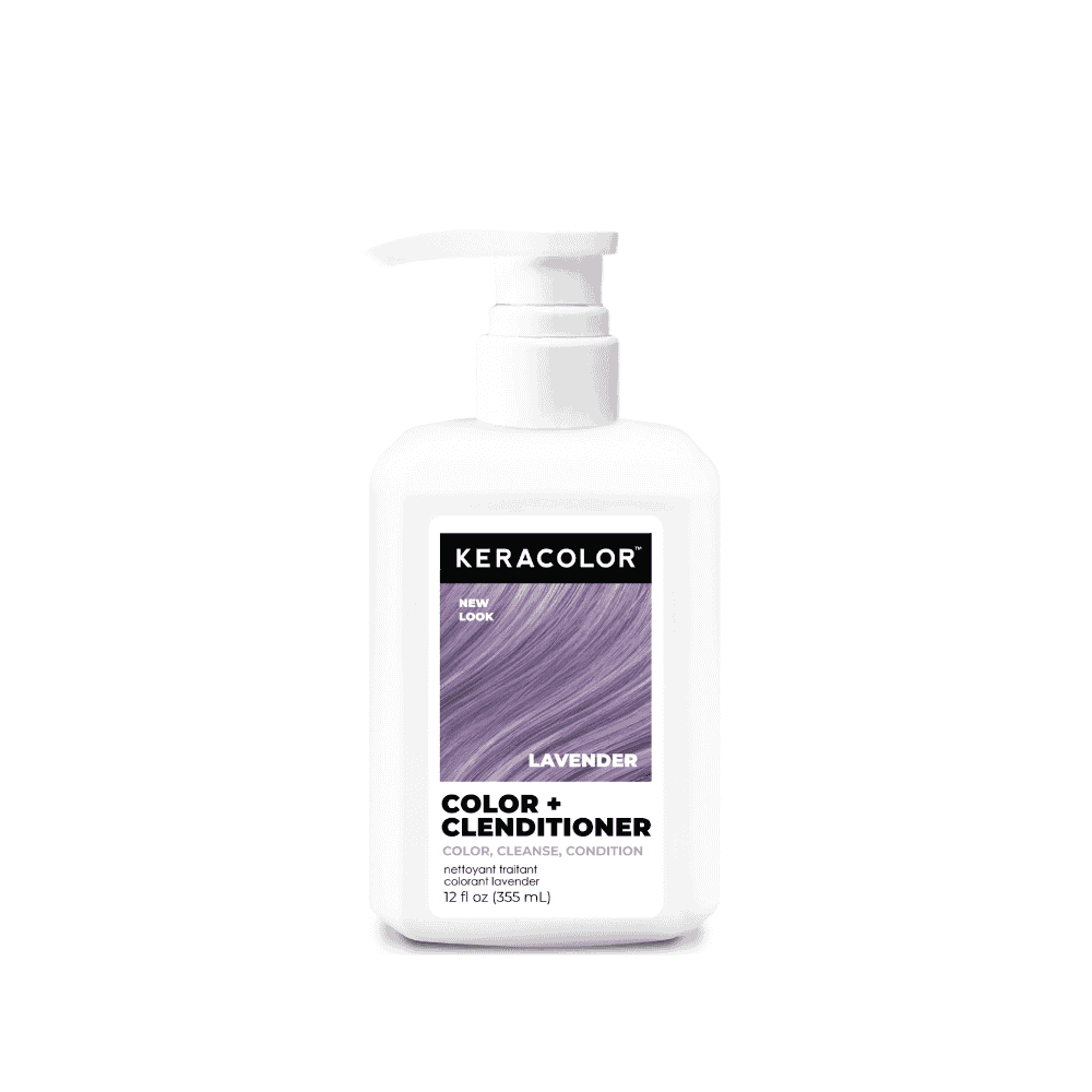 Keracolor lavender color + conditioner bottle for lavender hair on a white background
