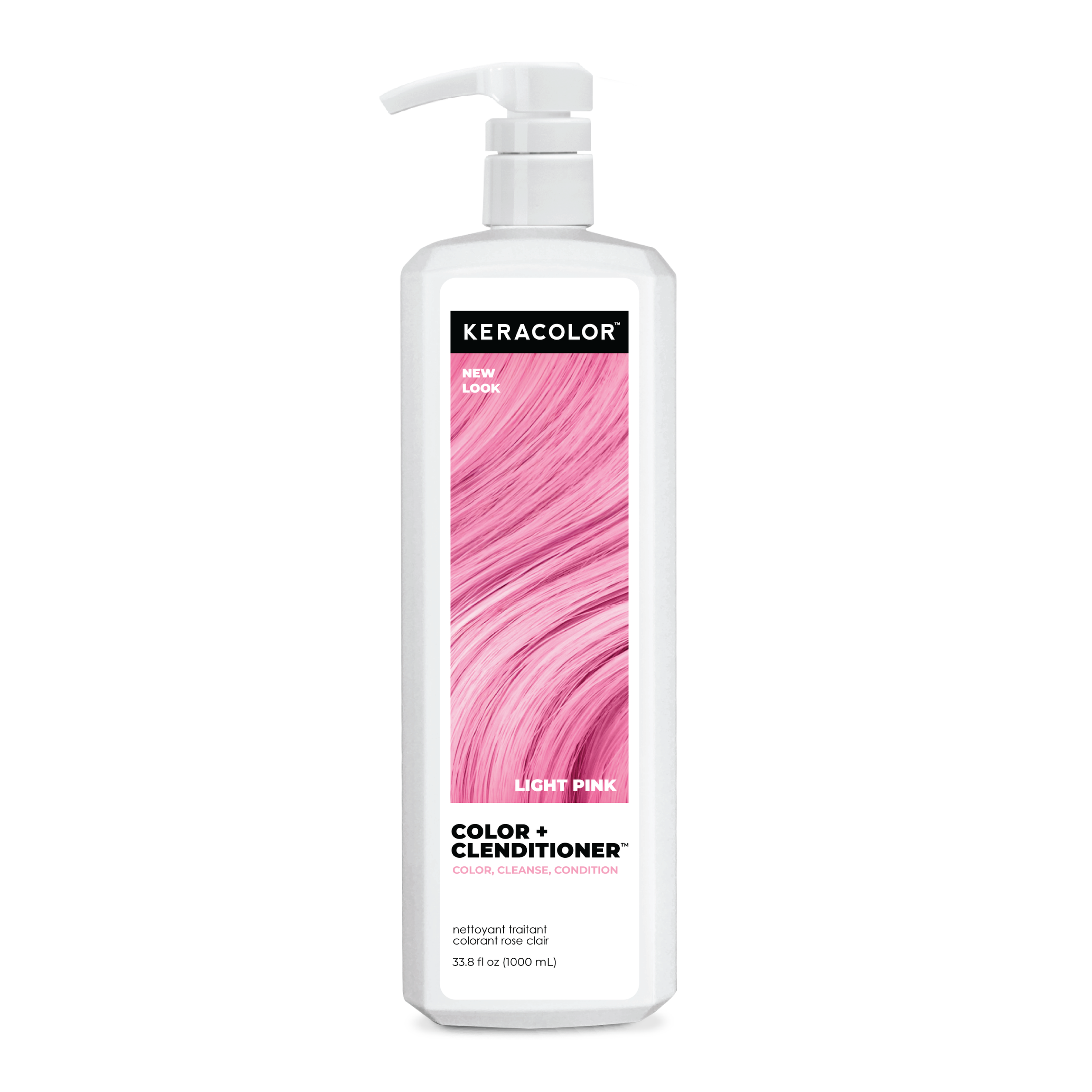 Keracolor light pink color + blenditioner conditioner bottle on a white background